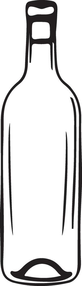 Empty Glass Bottle line art on white background vector
