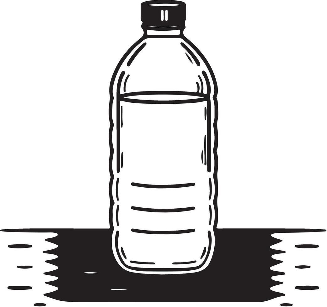 Plastic Bottle line art on white background vector