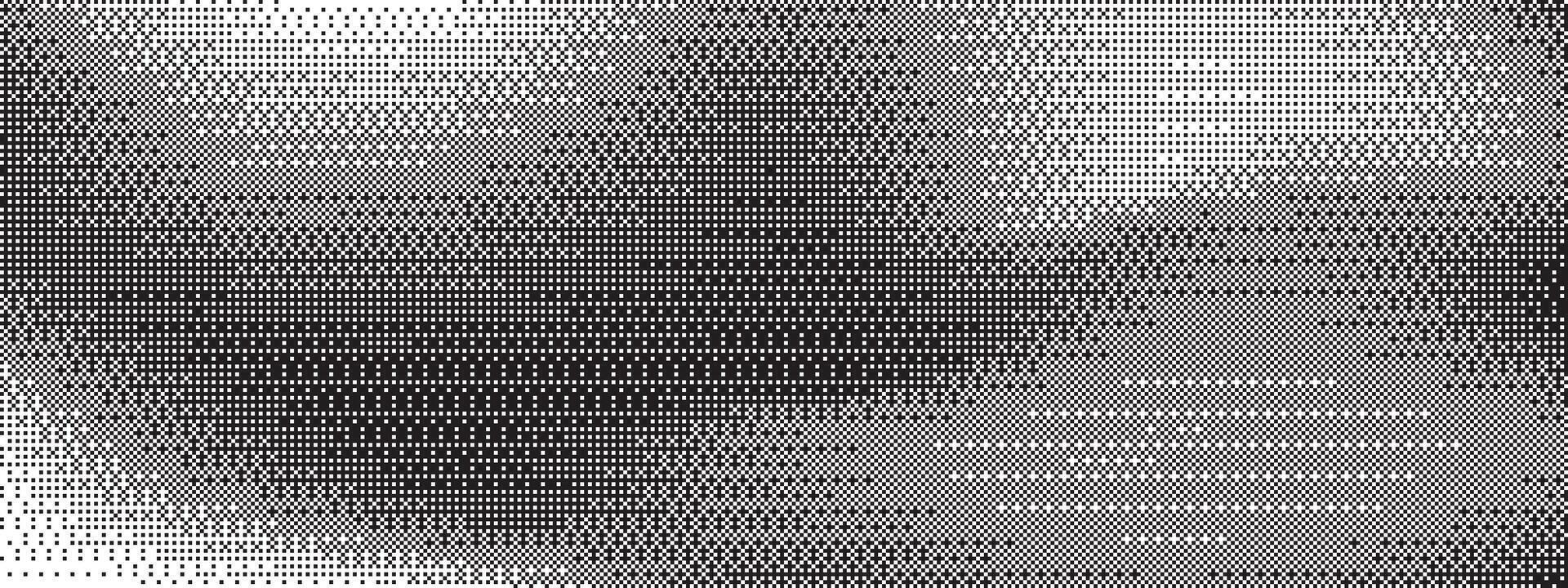Black and white gradient background with abstract texture. Glitch effect and noise, featuring a pixelated pattern and bitmap distortion for a futuristic, monochrome look. vector