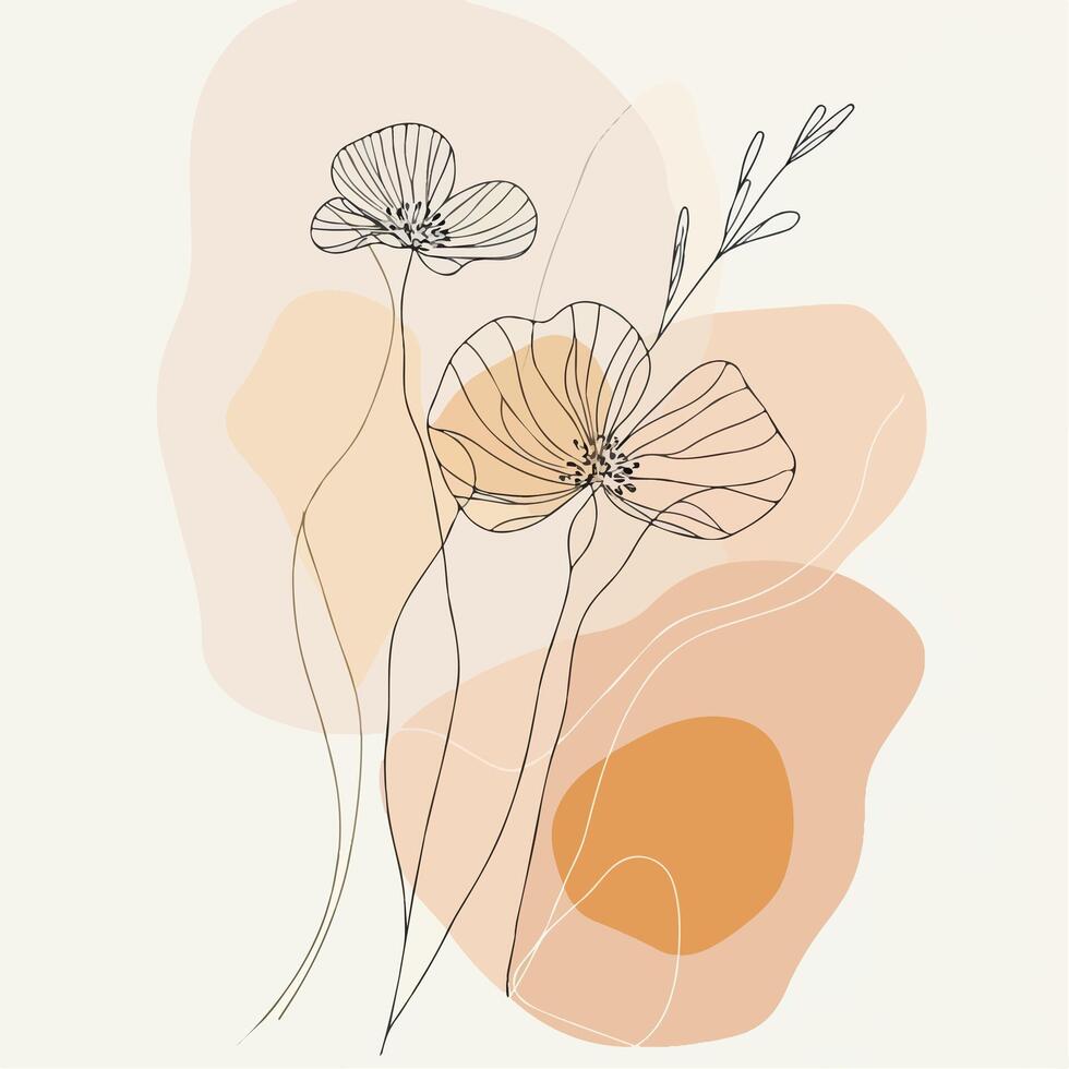 abstract floral illustration with orange and pink shapes vector