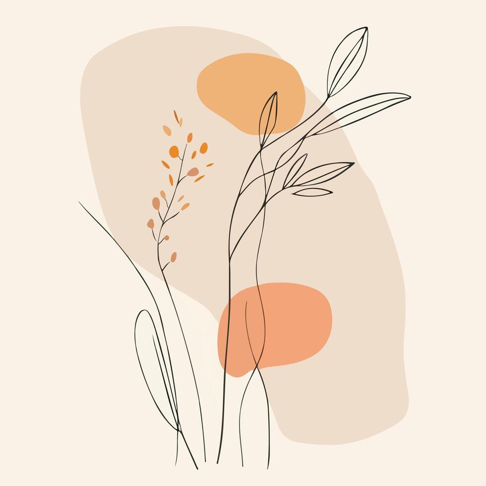 an abstract illustration of plants and leaves vector