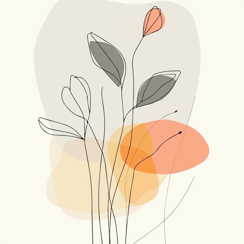 abstract floral illustration with orange and gray colors vector
