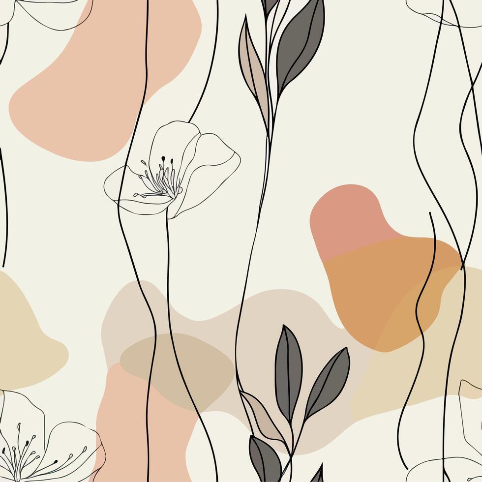 Floral pattern with black flowers on white background vector