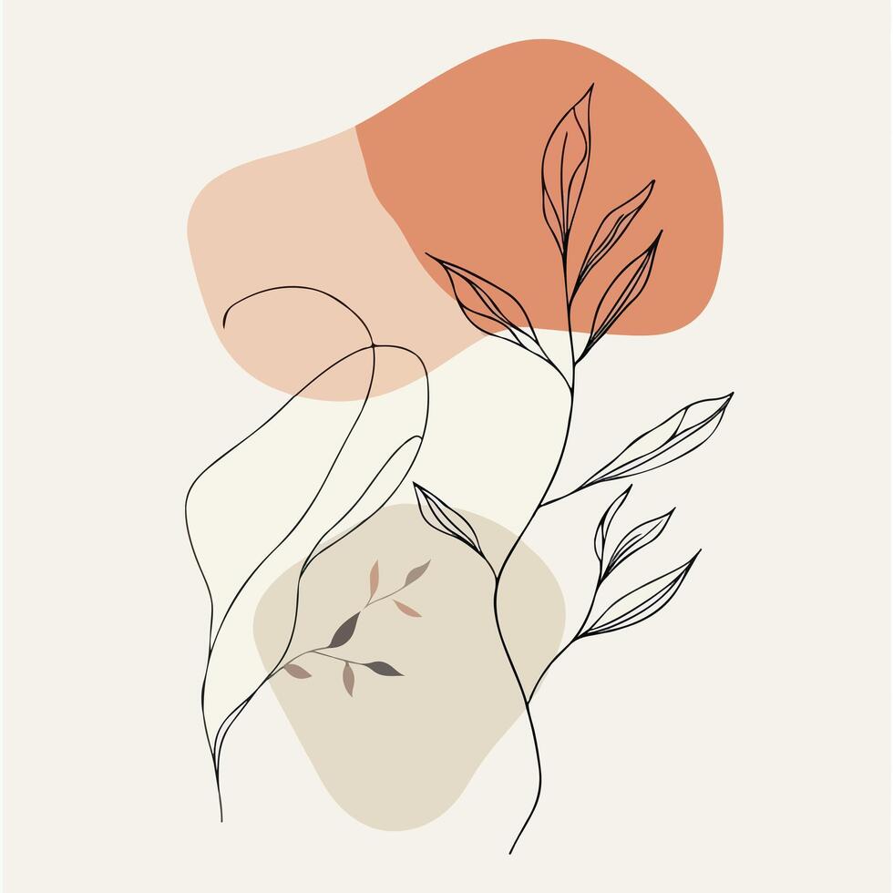 abstract illustration of leaves and flowers vector
