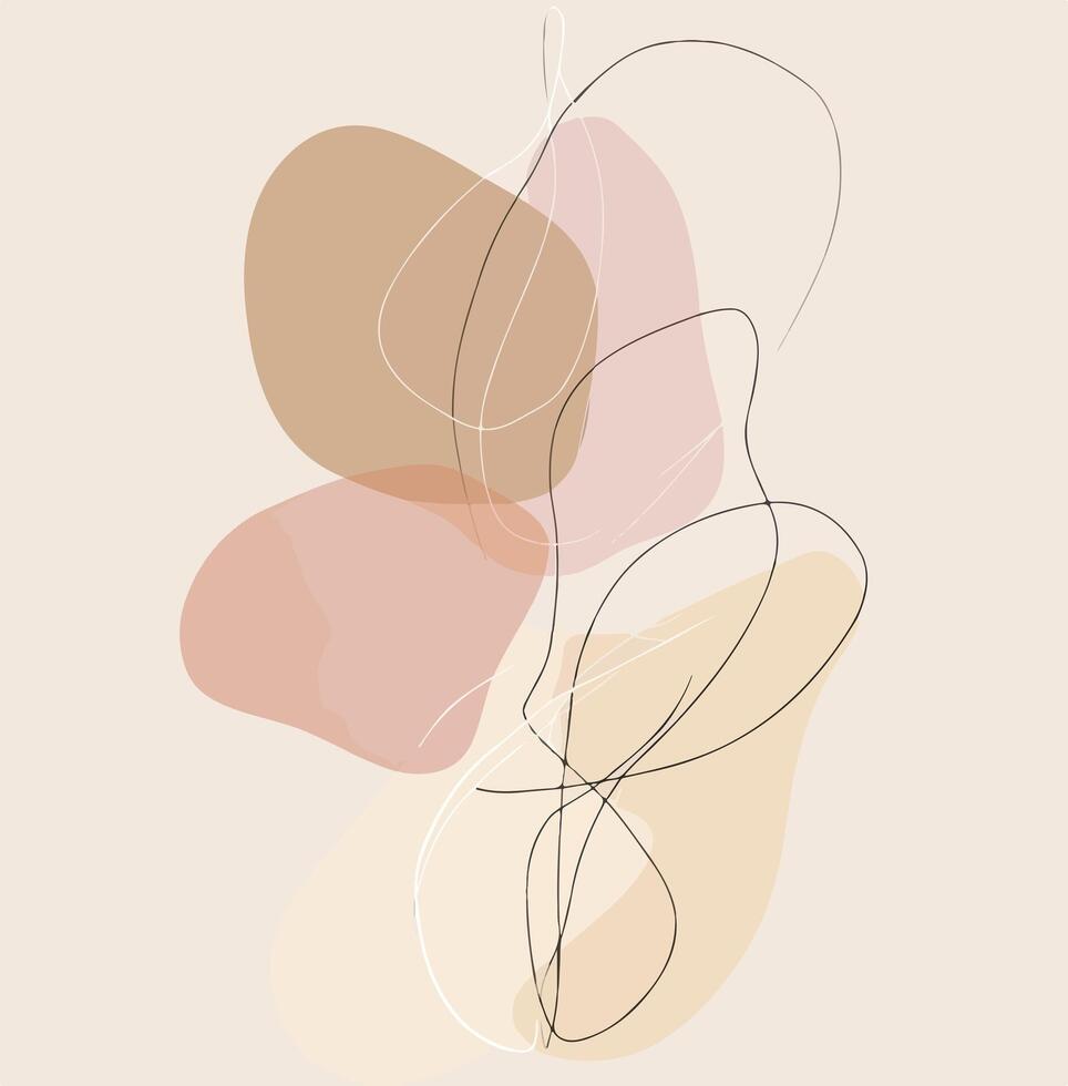 Abstract shapes and lines on beige background vector