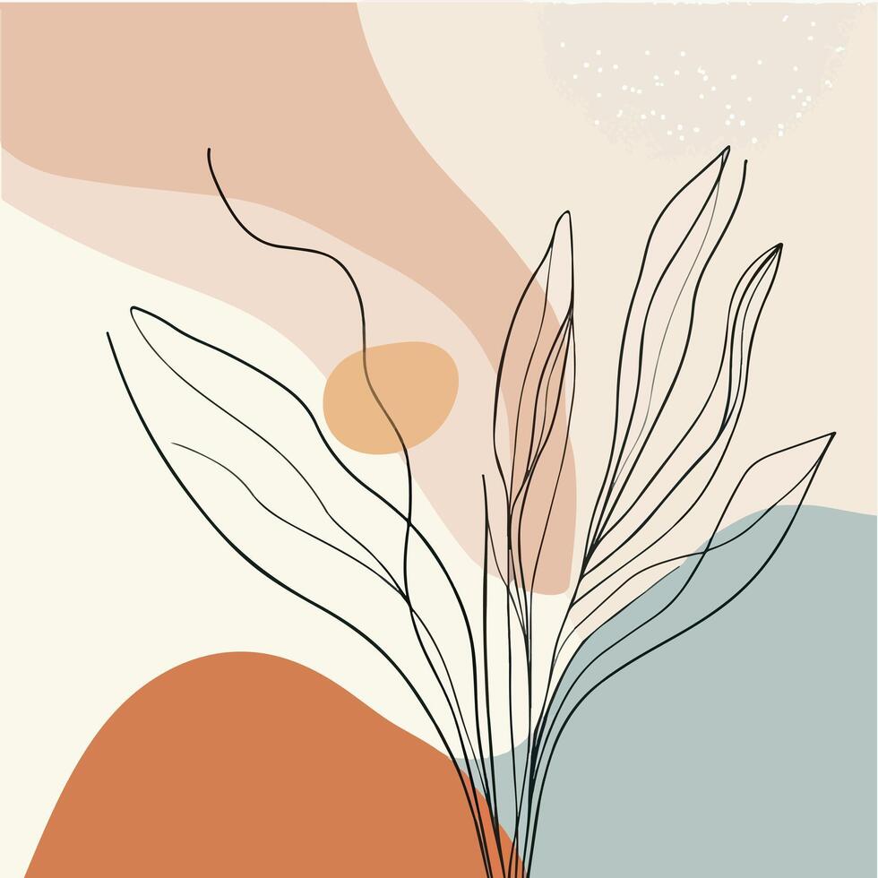 Plant and abstract shapes background vector