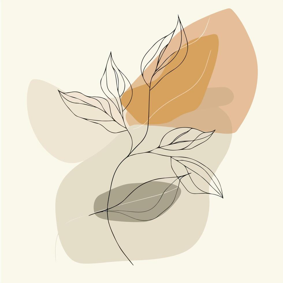 abstract illustration of leaves on a beige background vector