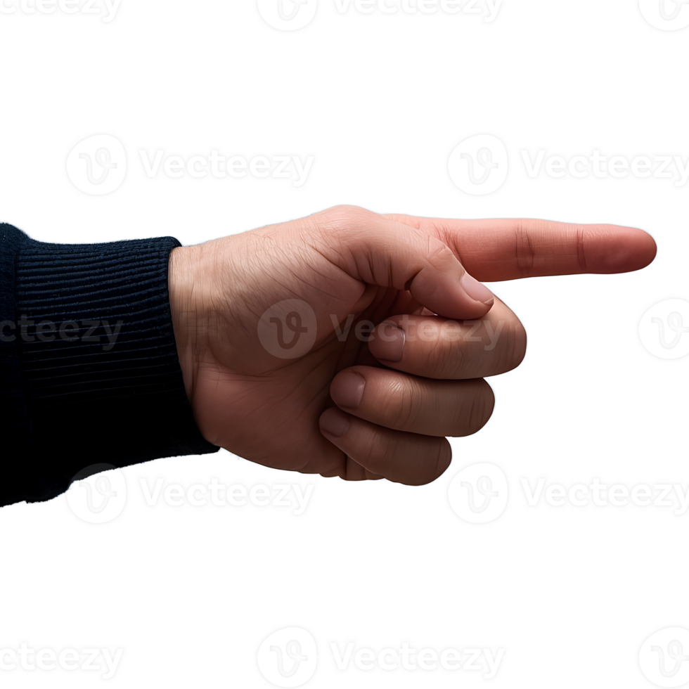 Closeup of a hand pointing, touching something, directing to the Left or Right png