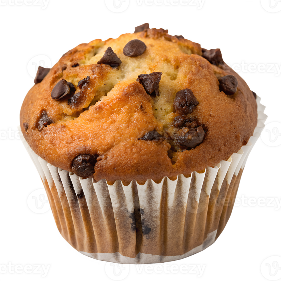 Cup Cake, chocolate chip muffin golden brown png