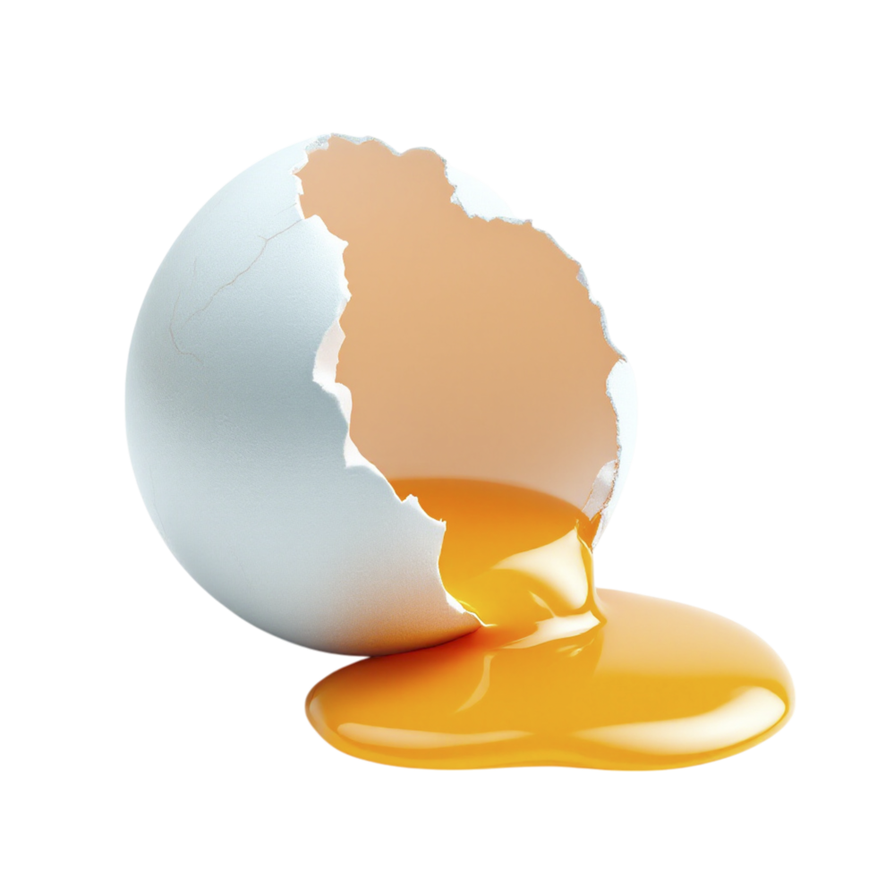 An egg cracked open with a yellow liquid inside png
