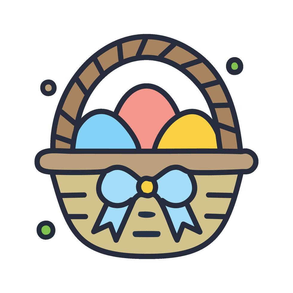easter basket with eggs icon vector