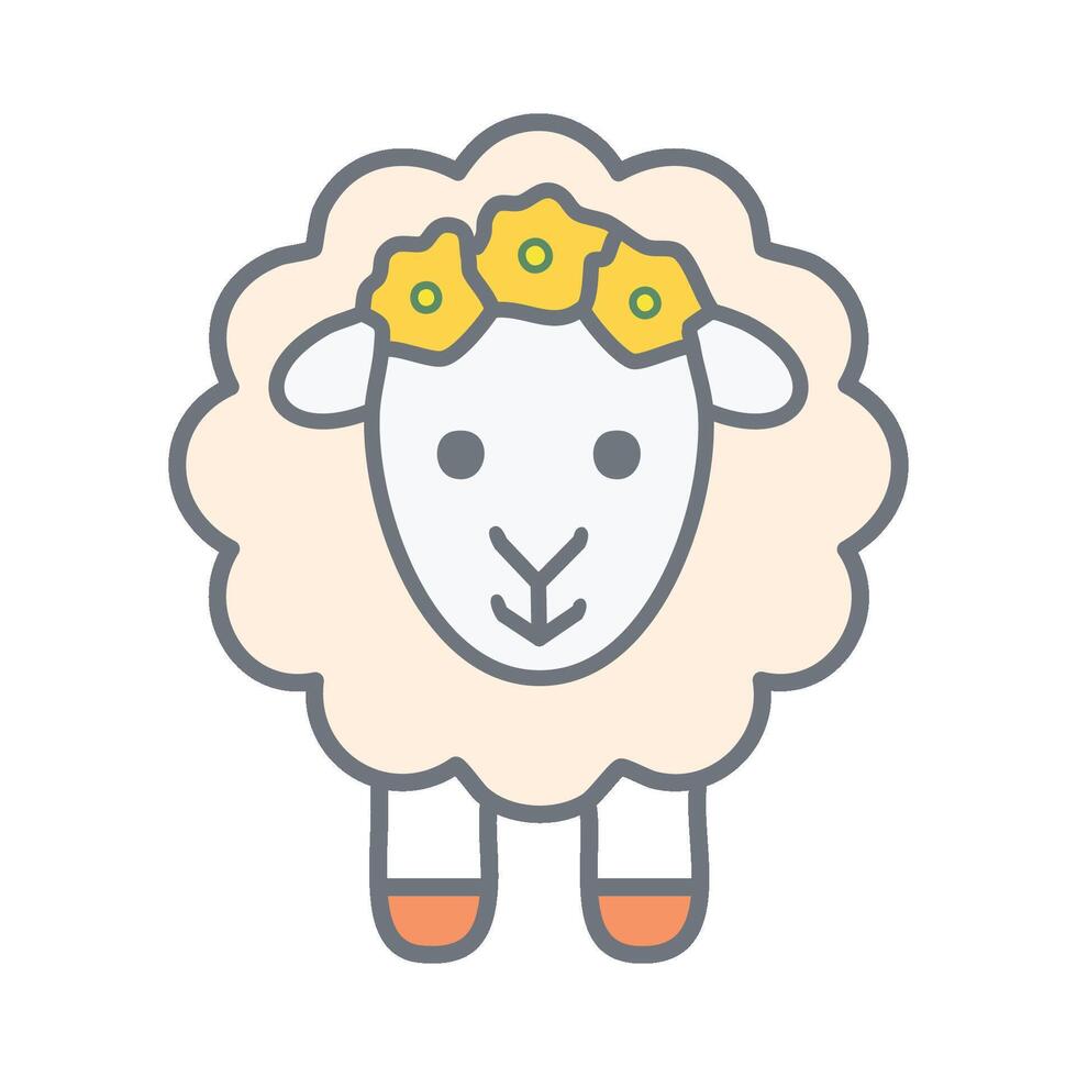 a sheep with a flower crown on its head vector