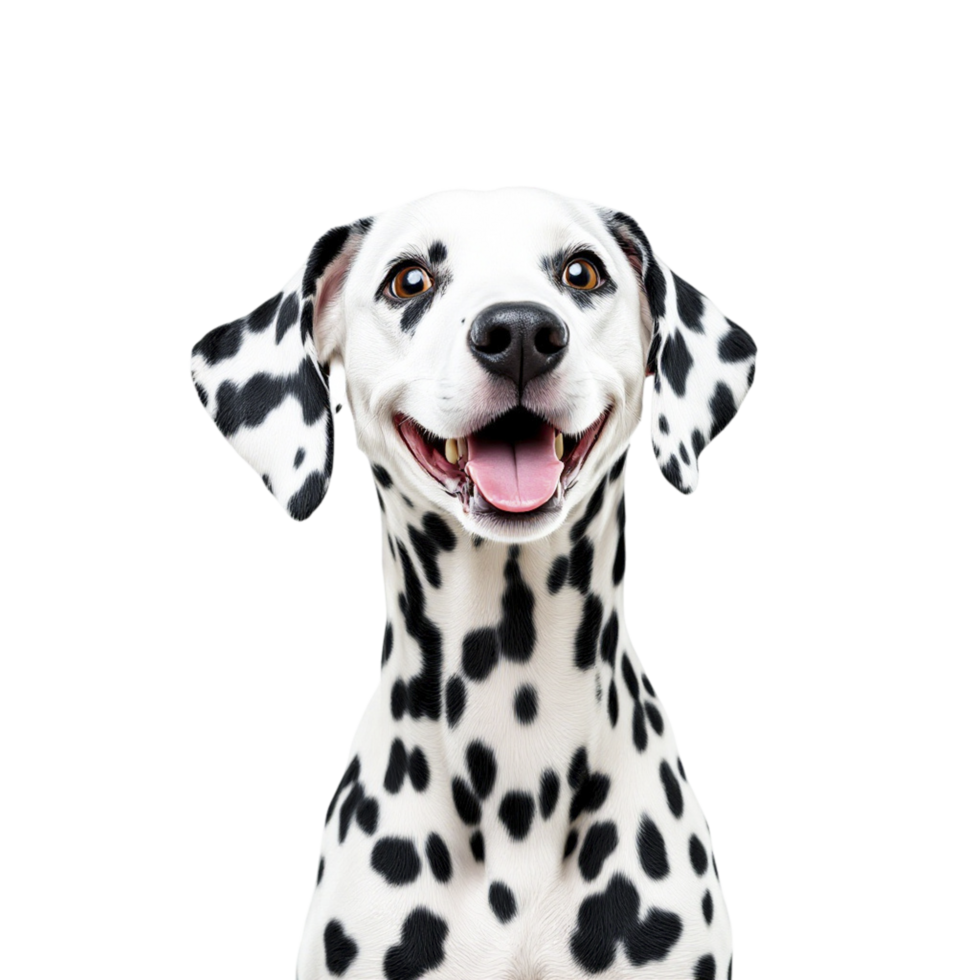 A dalmatian dog is smiling and looking up png