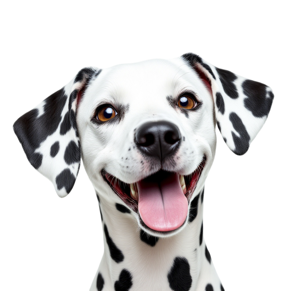 A dalmatian dog is smiling and looking at the camera png