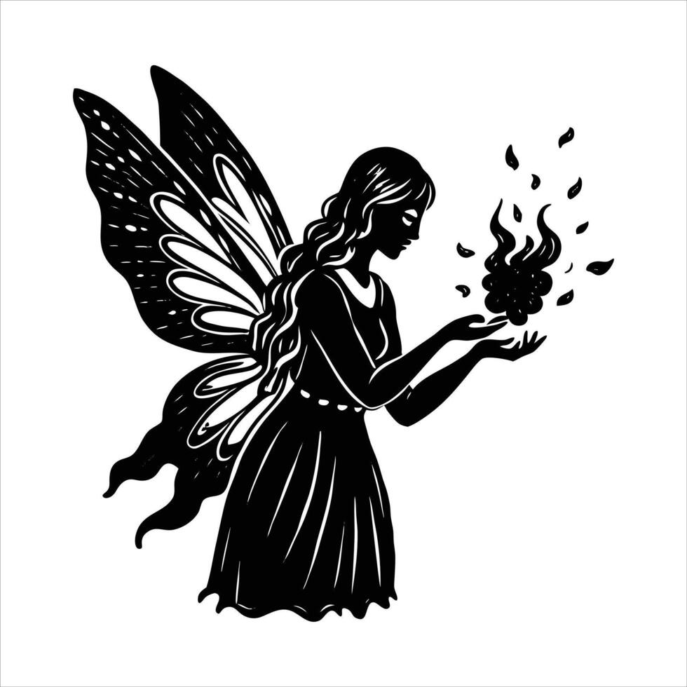 Beautiful little fairy Silhouette vector