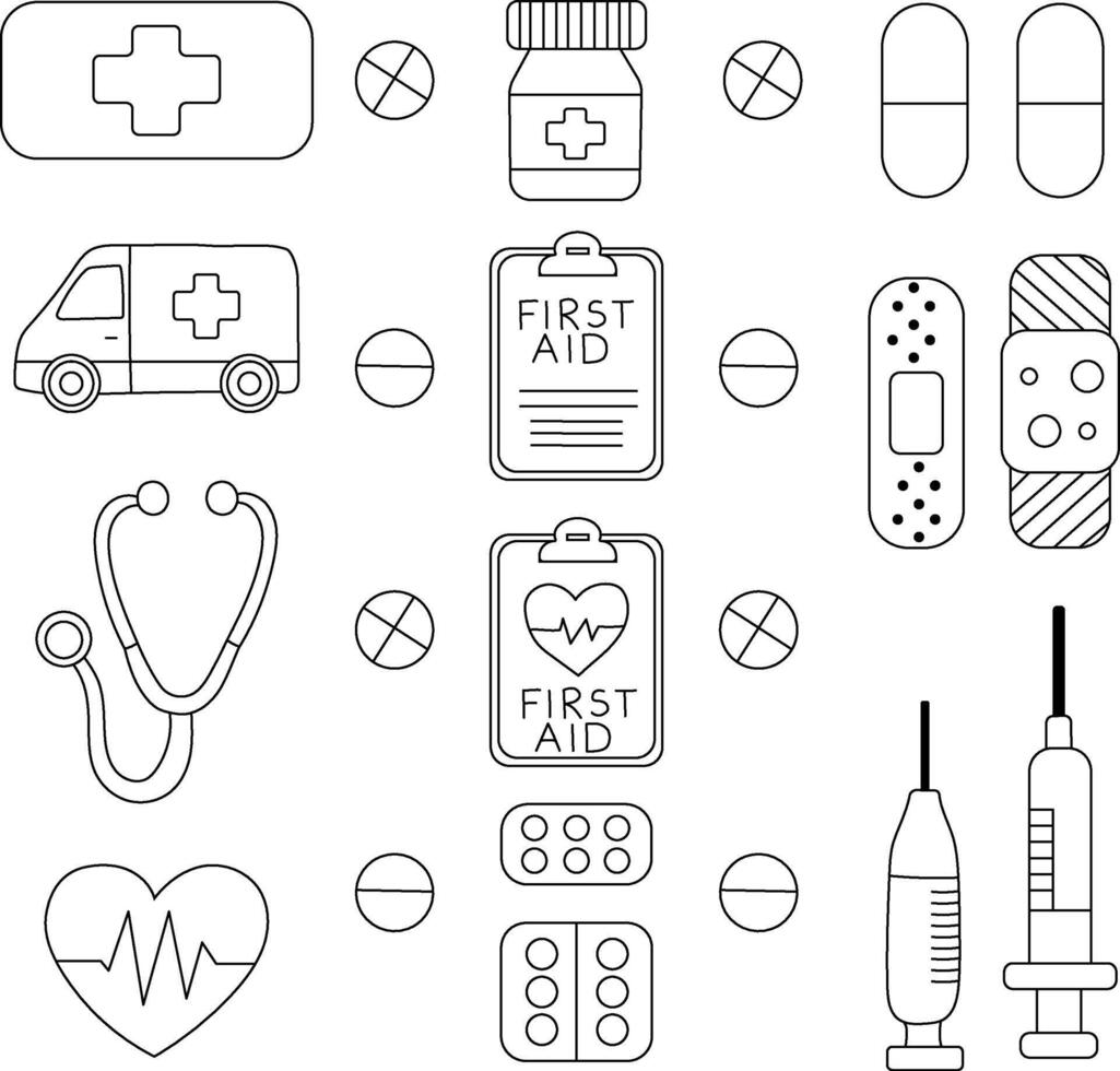 Doodle set of simple medical elements vector