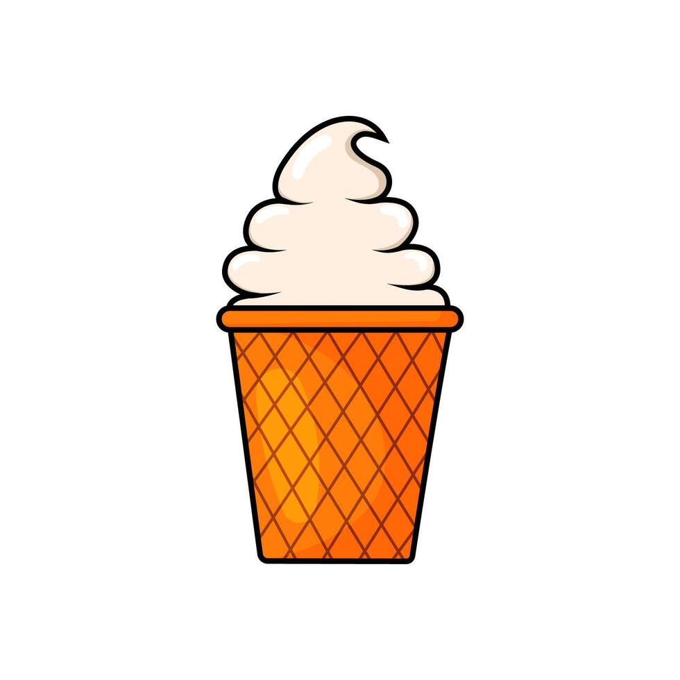 Ice cream flat. Sundae isolated without background with black outline. illustration vector