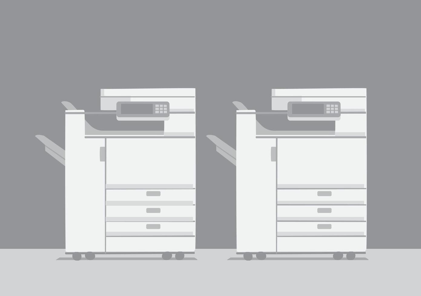 office copier machines for business purposee on grey background vector