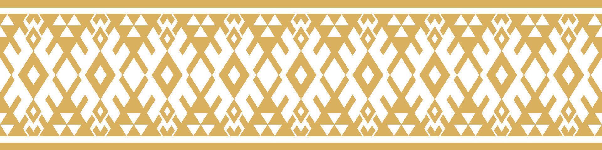 Decorative Gold Ethnic Border with Geometric Aztec Stripe for Art. vector