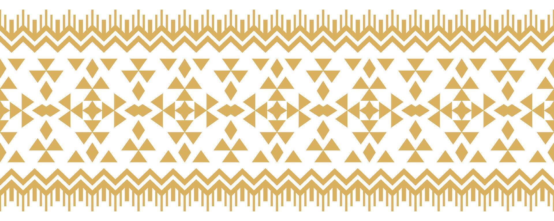 Ethnic Gold Border with Geometric Aztec Stripe for Carpet and Rug Design. vector