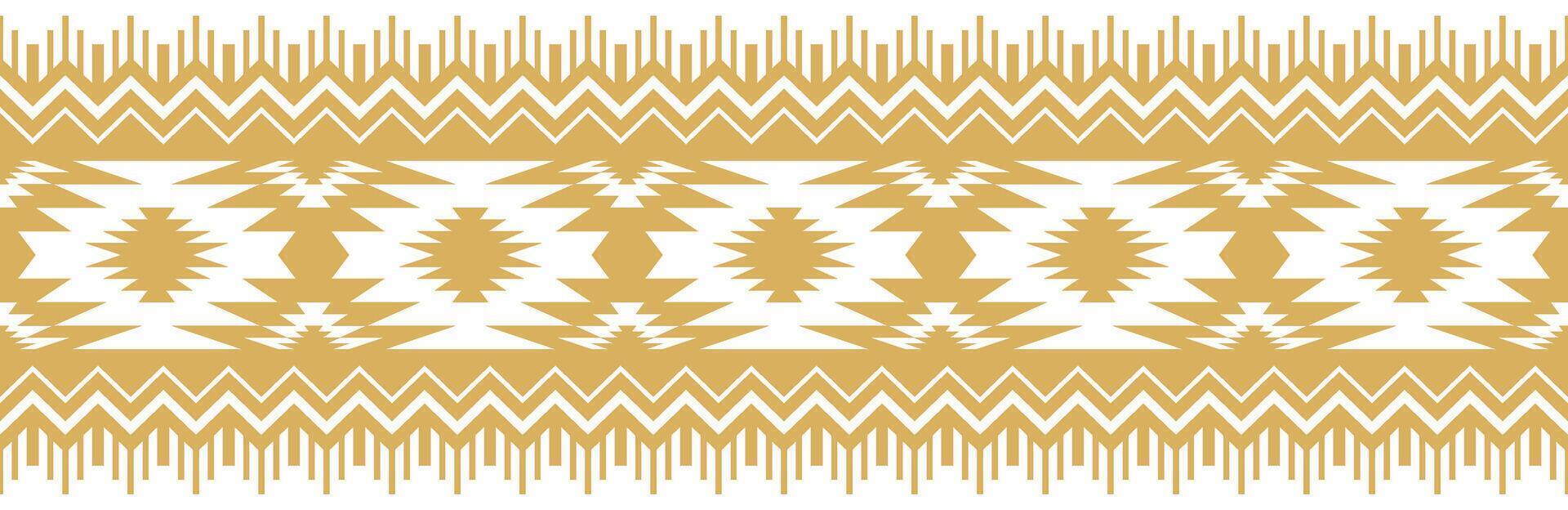Abstract Gold Ethnic Border with Geometric Aztec Stripe for Clothing Design. vector