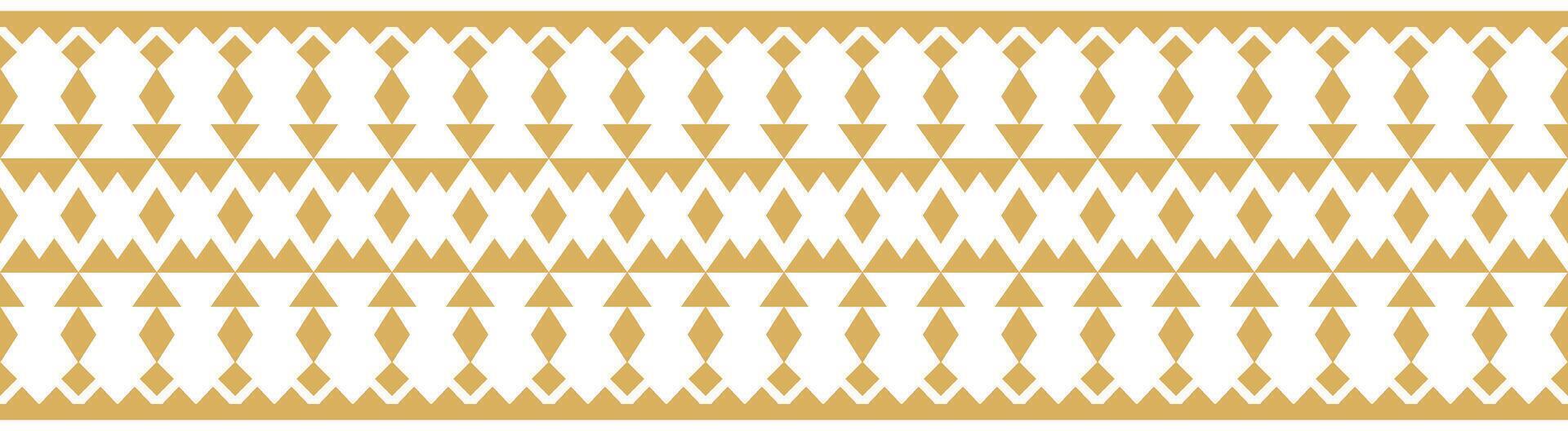 Folk Gold Ethnic Border and Geometric Aztec Stripe for Embroidery and Fabric. vector