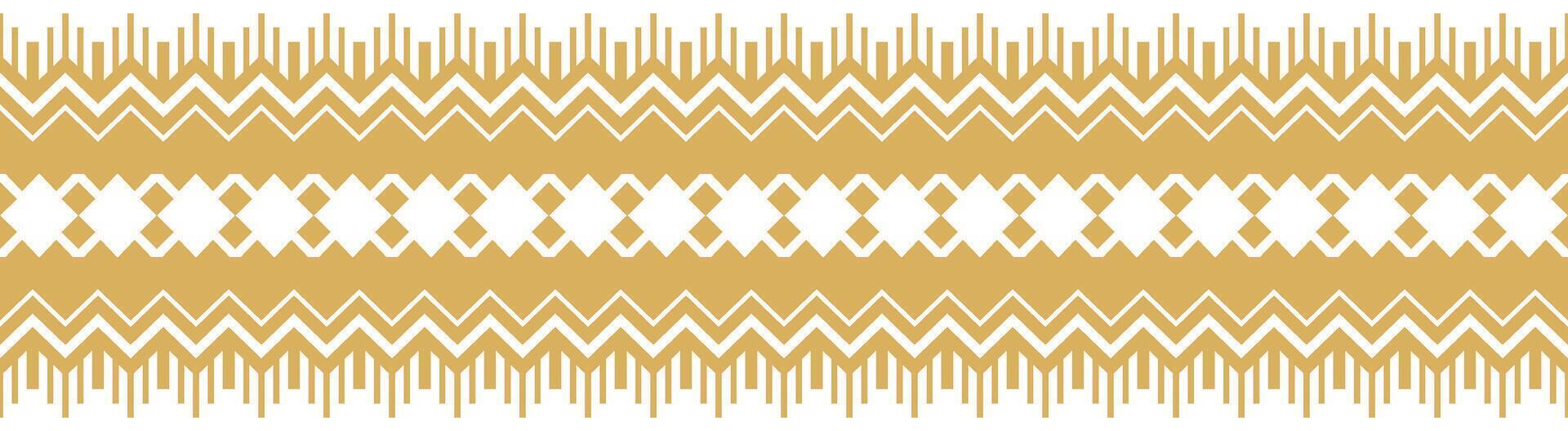 Gold Ethnic Border and Geometric Aztec Stripe for Peruvian Textile. vector