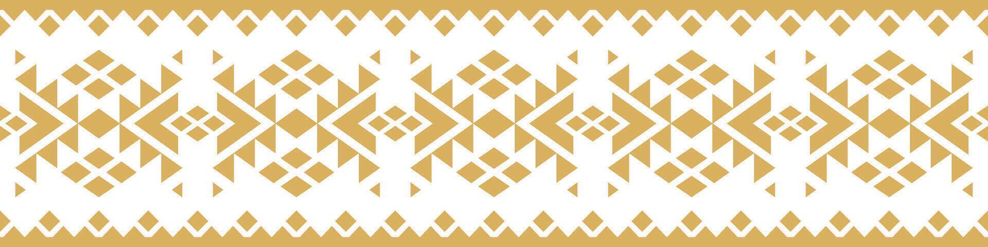 Classic Gold Ethnic Border and Geometric Aztec Stripe for Nordic and Oriental Design. vector