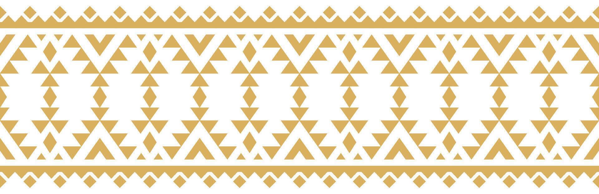 Traditional Gold Ethnic Border and Geometric Aztec Stripe for Wrapping Print. vector