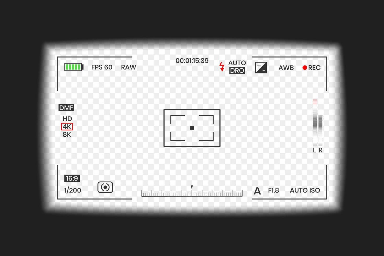 Camera viewfinder or photo frame recorder flat style design illustration concept. vector