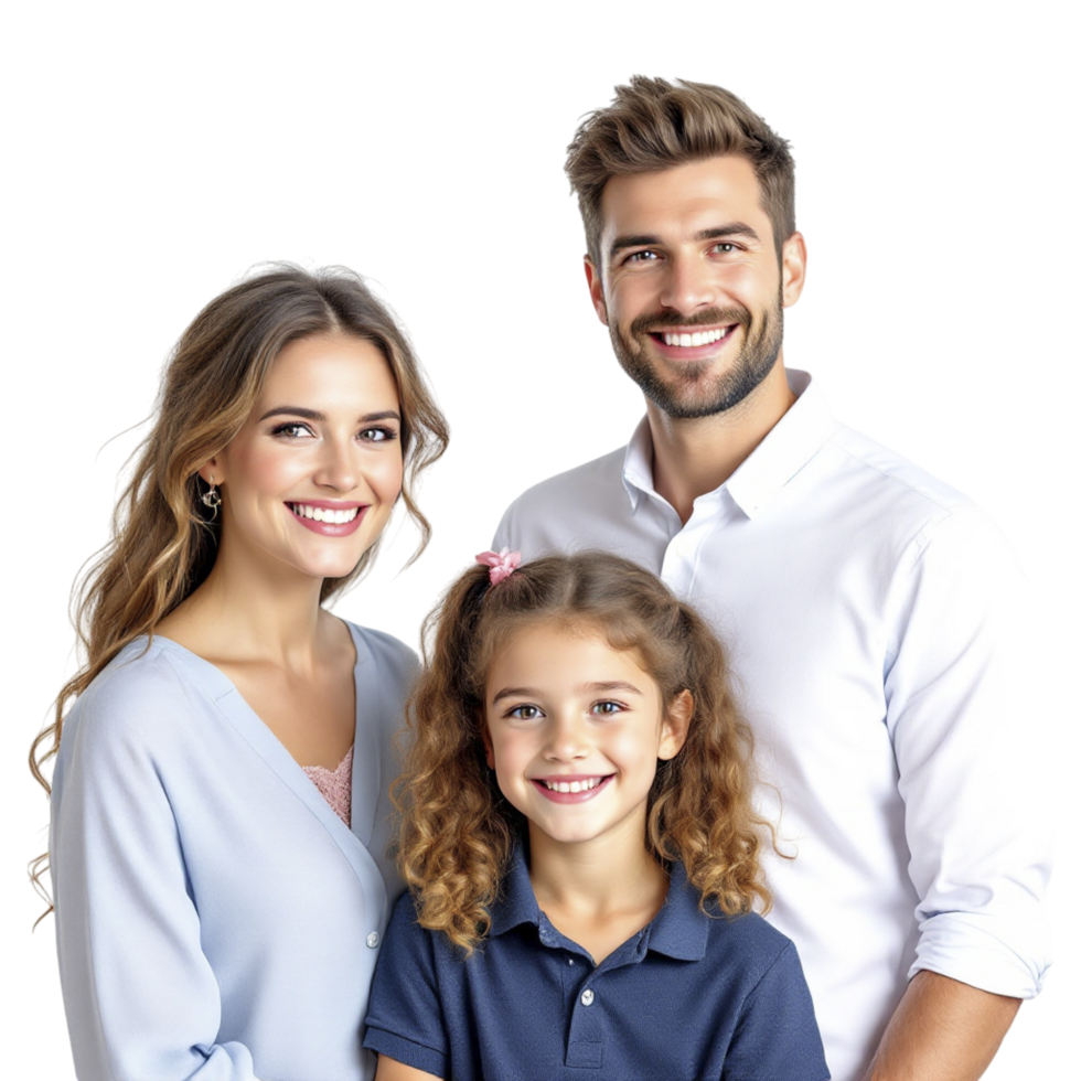 A family posing for a photo with their daughter png