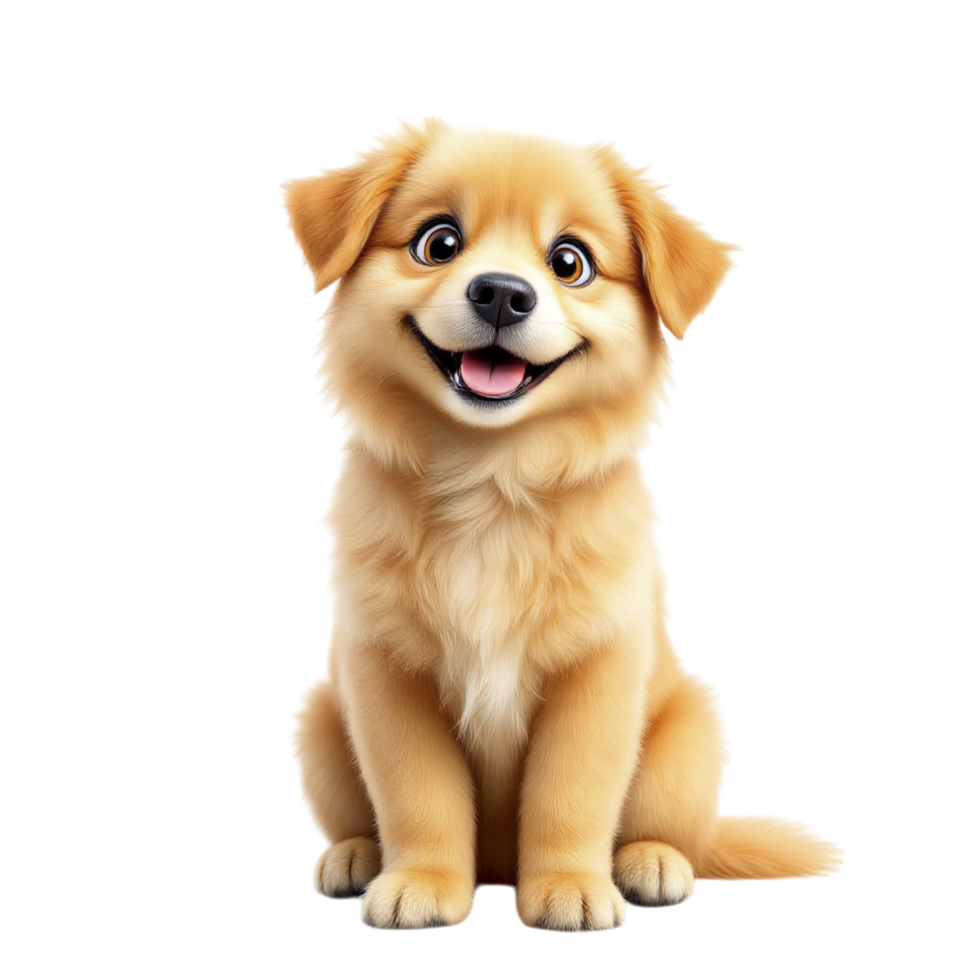A golden retriever dog sitting down with its tongue out png