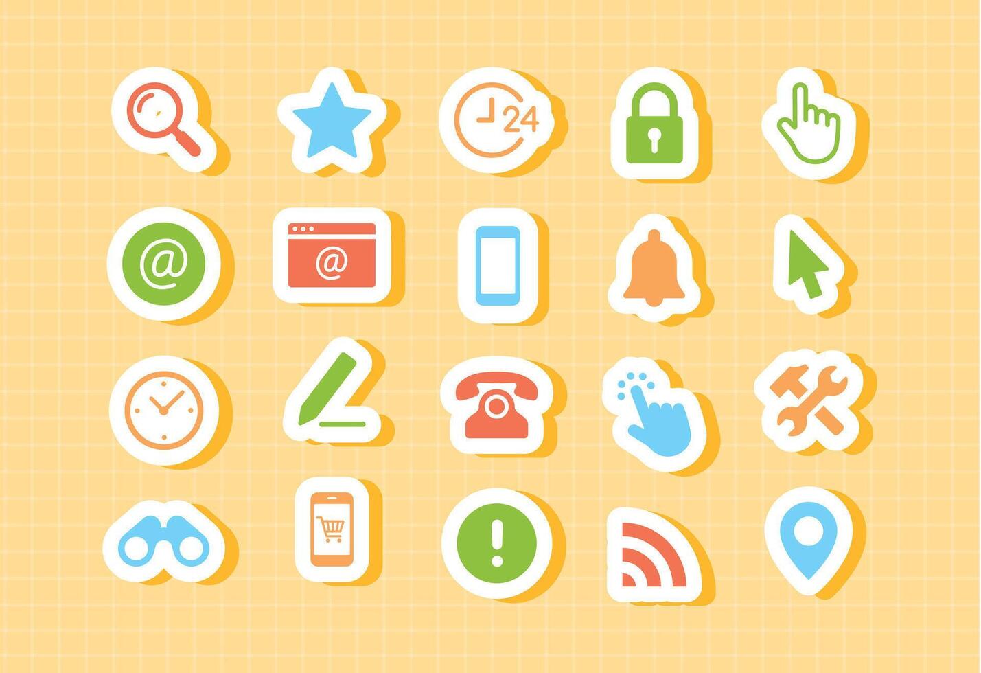 Playful user interface and multimedia icons for kids education app website fun colorful cartoon icons for navigation email security camera search bookmark gps multimedia and e-learning teachers vector