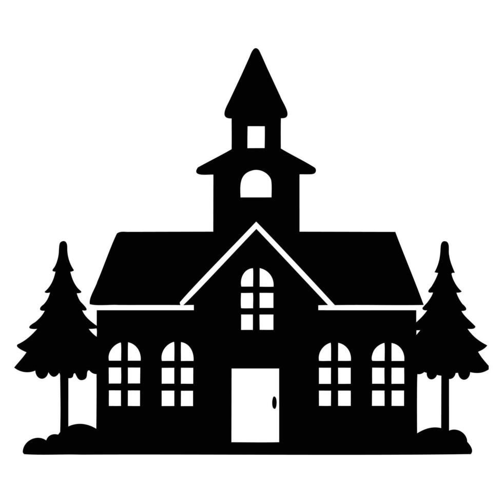 Simple School Building Silhouette Design vector