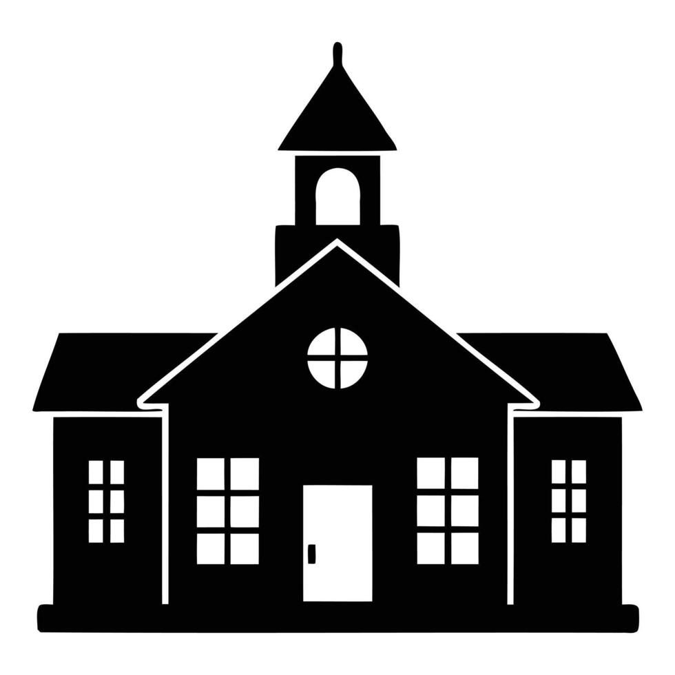 Classic School Building Silhouette vector