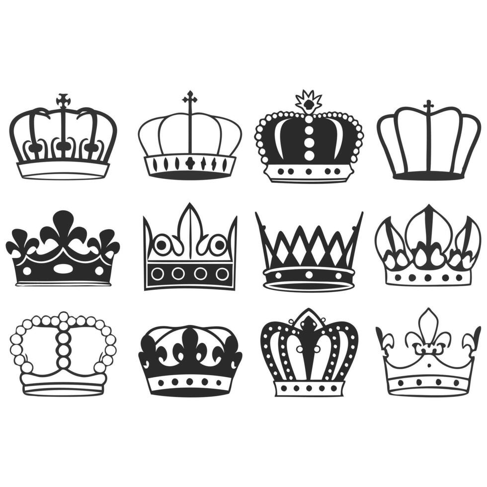 Elegant Crown Icon Collection vector