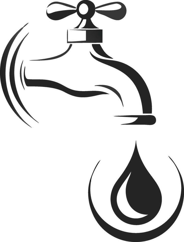 Water icons and plumbing symbols in black. vector