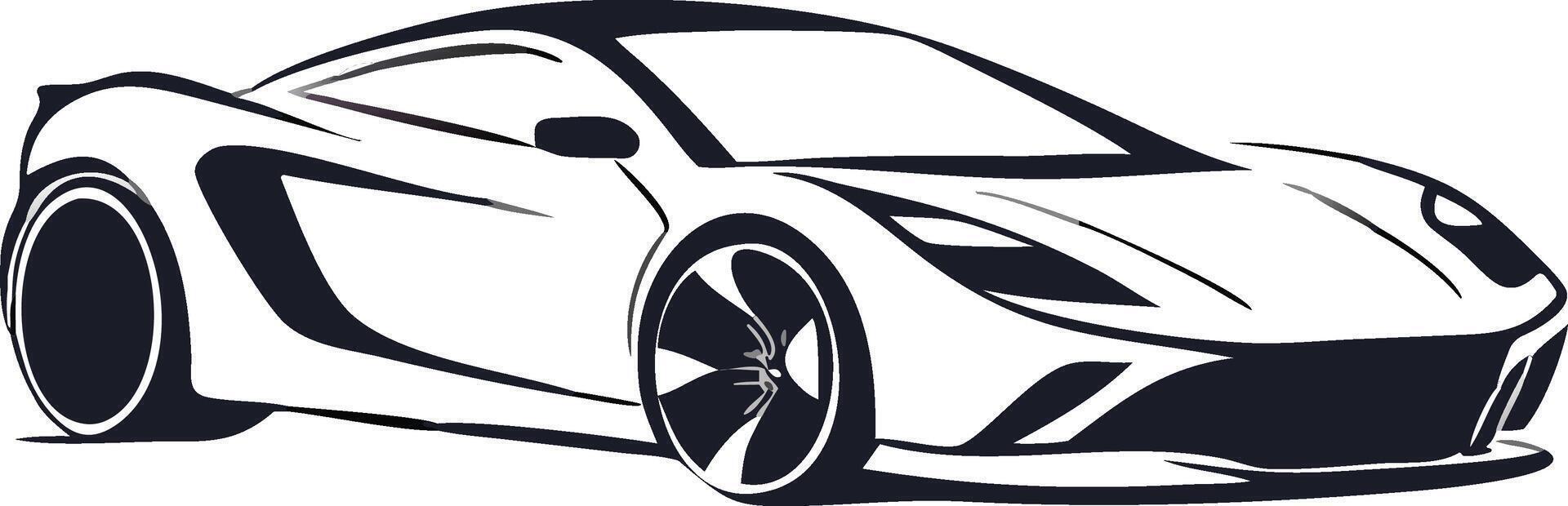 Sleek sports car with a modern black and white aesthetic. vector