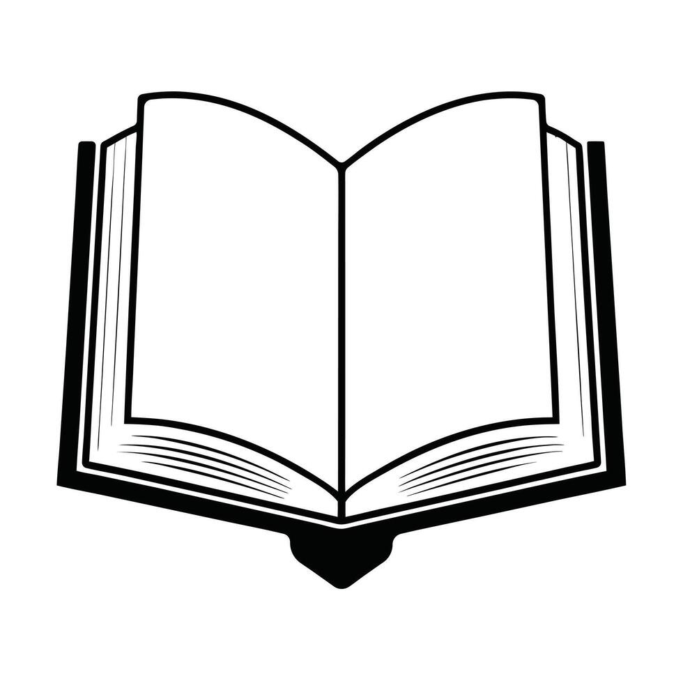 Open book in black and white simple. vector