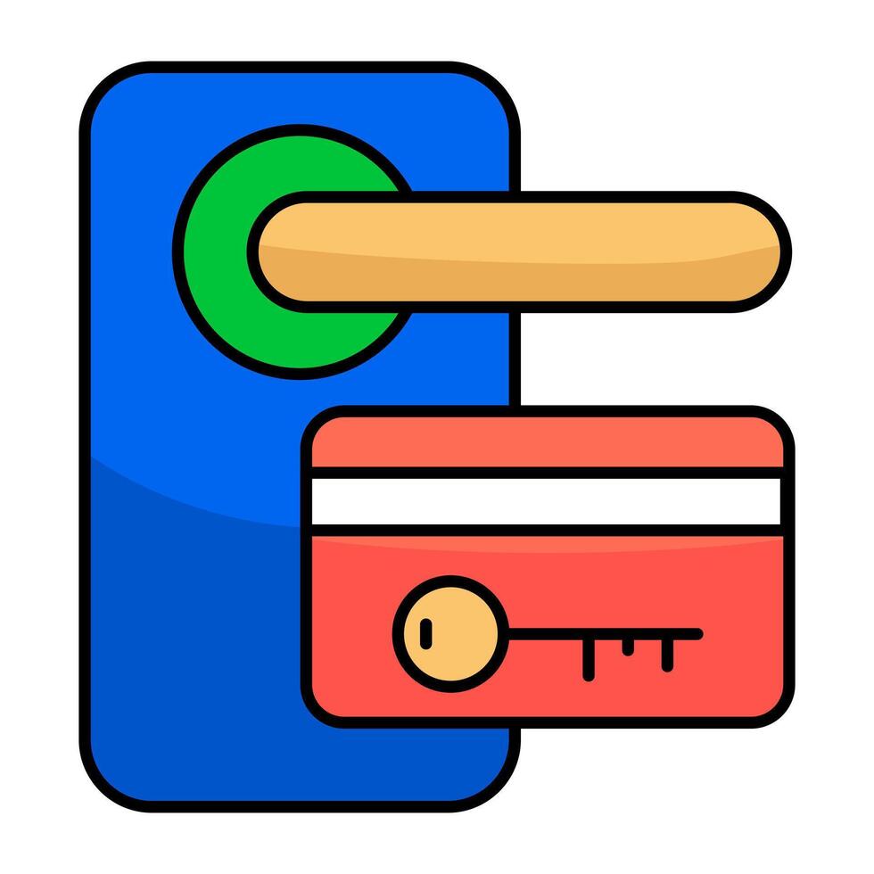 Unique flat design icon of card door lock vector