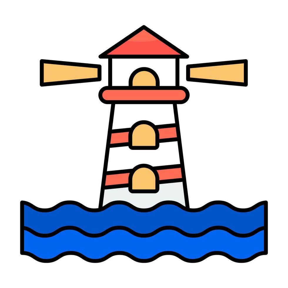 A flat design icon of lighthouse vector