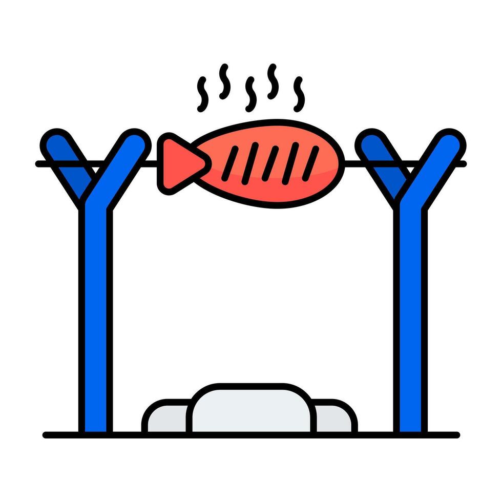 Premium flat download icon of grilled fish vector