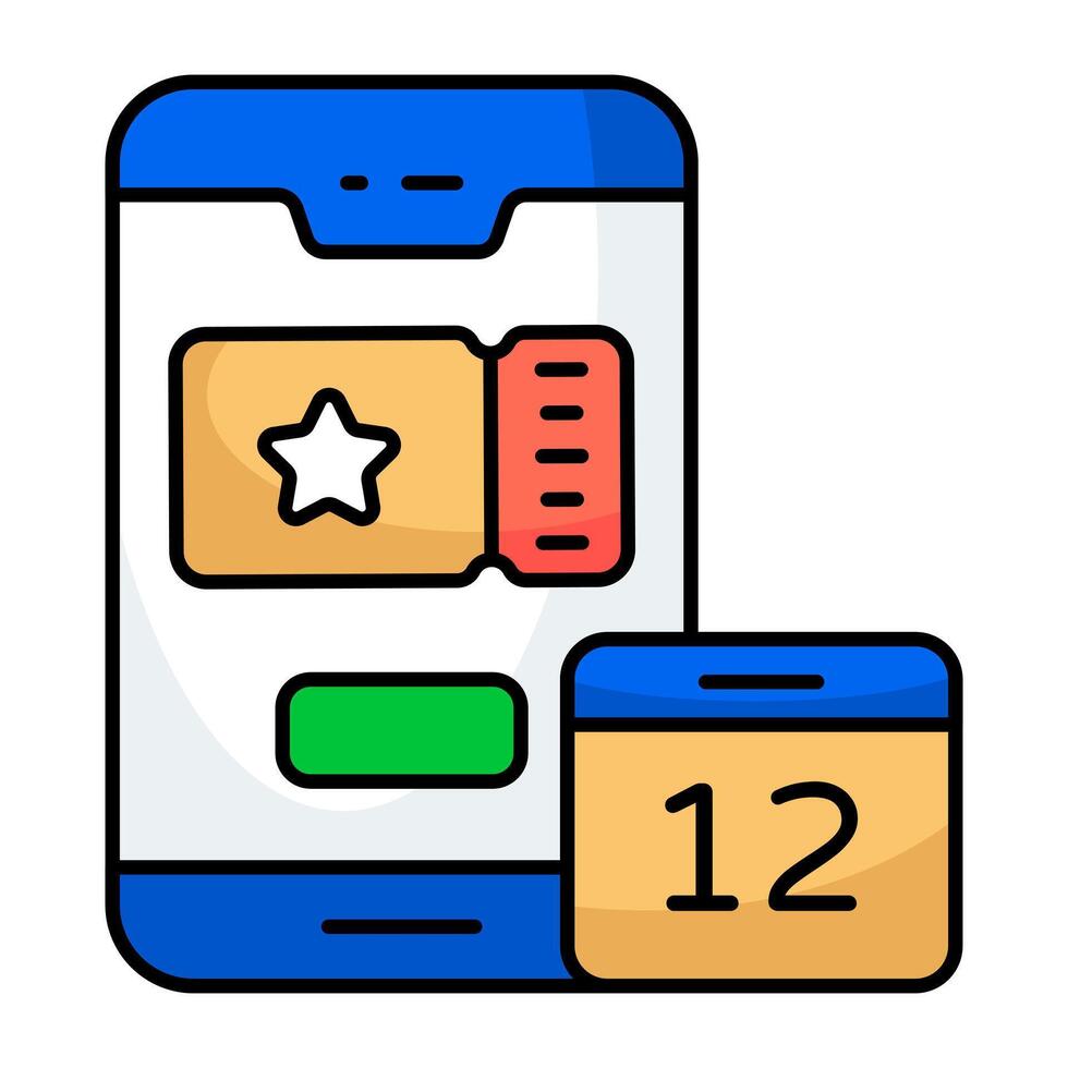 Modern flat icon of mobile ticket vector