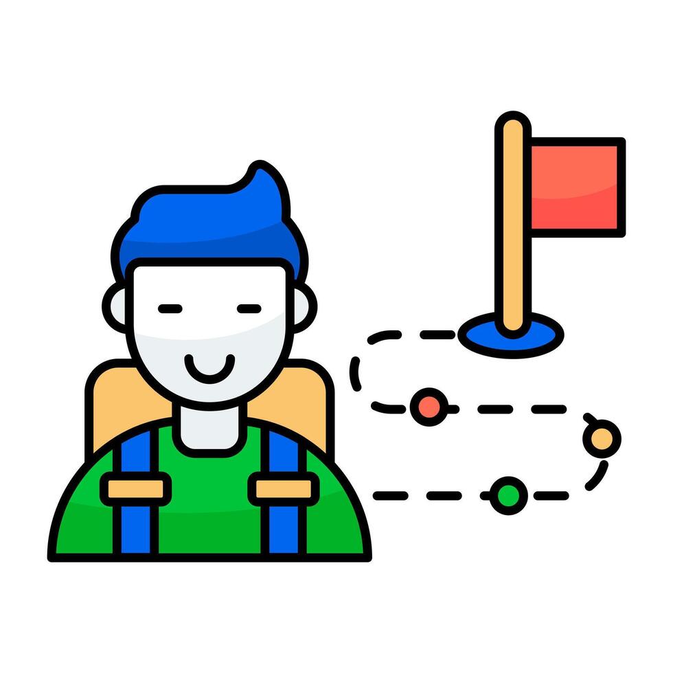 Creative flat design icon of tourist vector