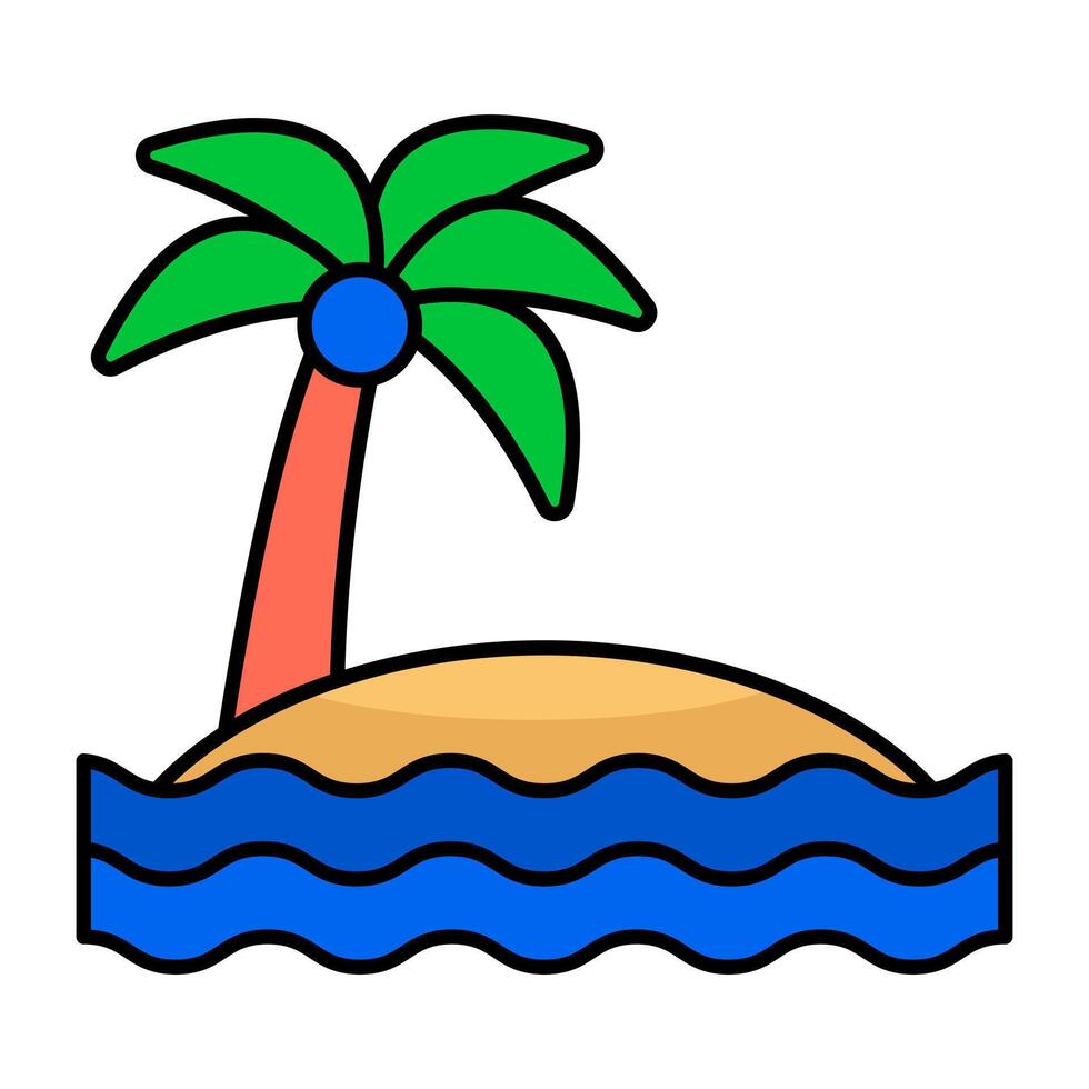 Premium flat icon of beach vector