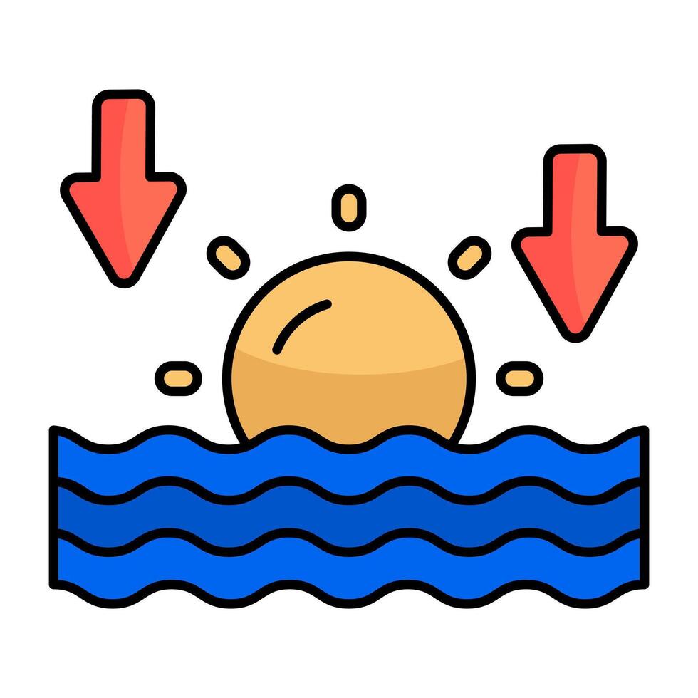 A perfect flat design icon of ocean sunset vector