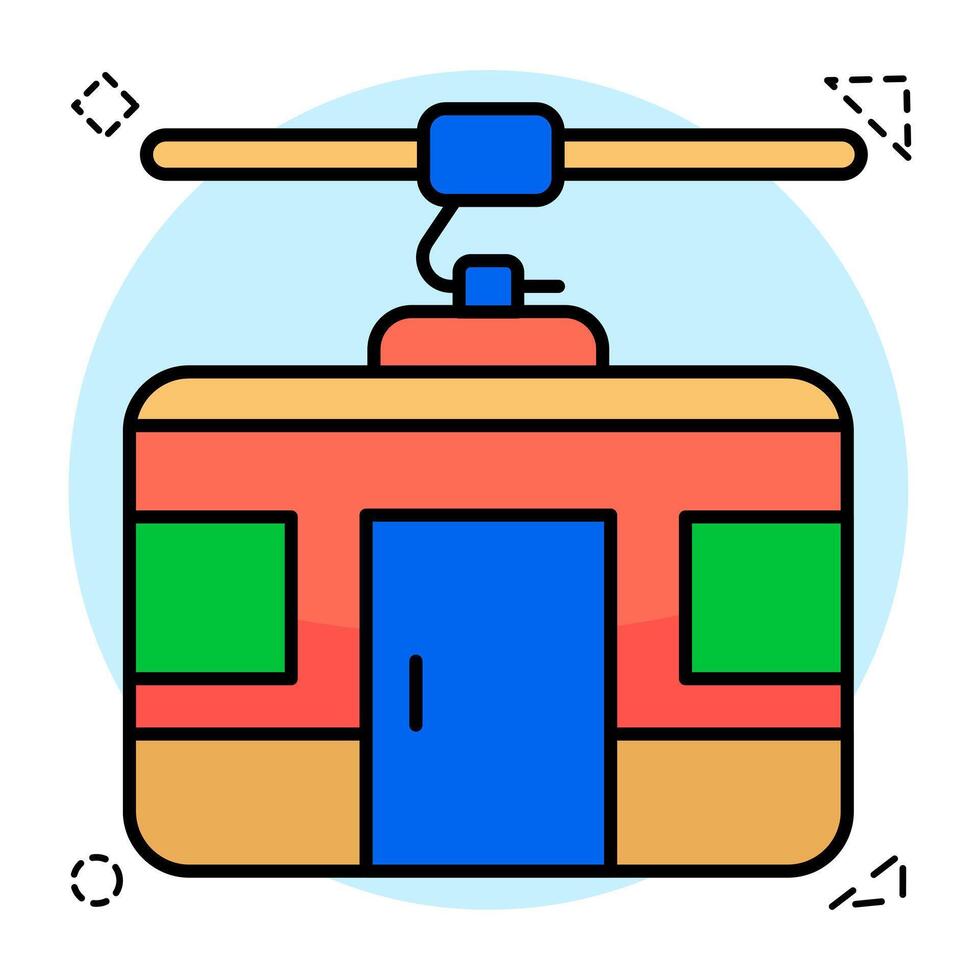 Flat Circular design icon of cable car vector