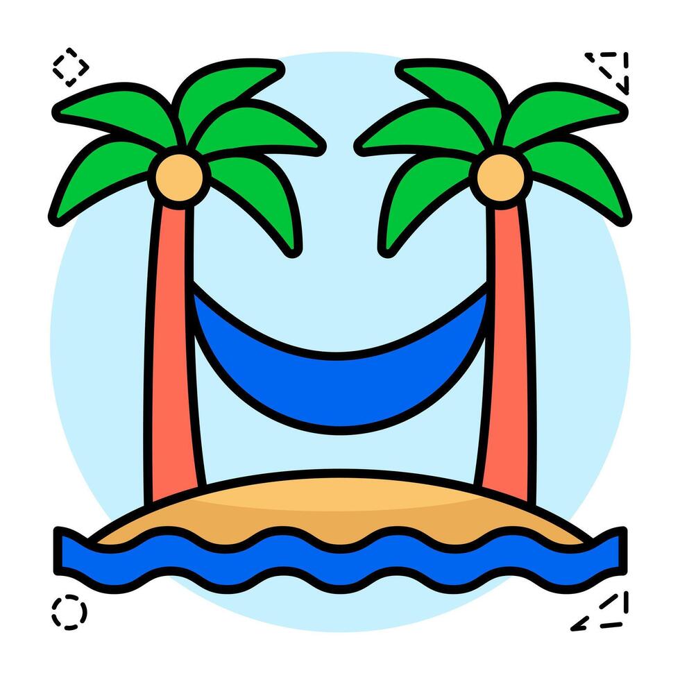 A Flat Circular design icon of hammock vector
