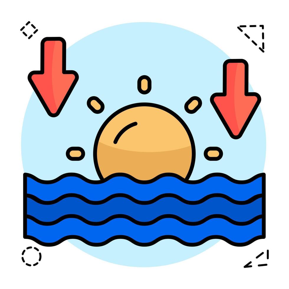 A Flat Circular perfect design icon of ocean sunset vector