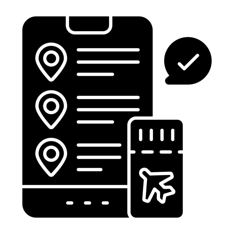 Soild design icon of mobile ticket vector